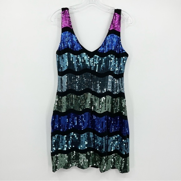 Frederick’s of Hollywood Sequined Scalloped Mini Dress - Picture 1 of 7